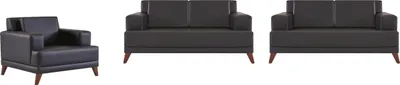 Produktbild von Komplett Sitzmöbel 2-Sitzer Sessel Schwarz Modern Polster Kissen Leder