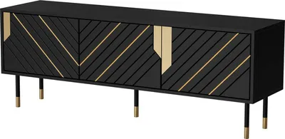Produktbild von Dmora TV-Möbel Perito 154x40x55h cm Schwarz, 2 Regale, 4 Fächer