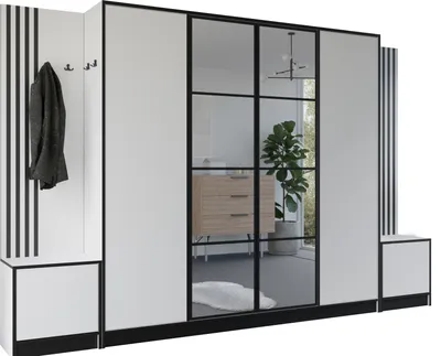 Image de KIER FURNITURE Armoire EDEN, armoire de chambre, penderie, armoire d'entrée, blanche, 312,8 x 205 x 39 cm