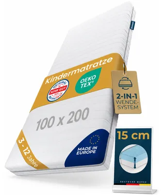 Produktbild von Finnson Kindermatratze Komfortschaum 60° waschbar -  100 - 2-in-1 Kinderbett