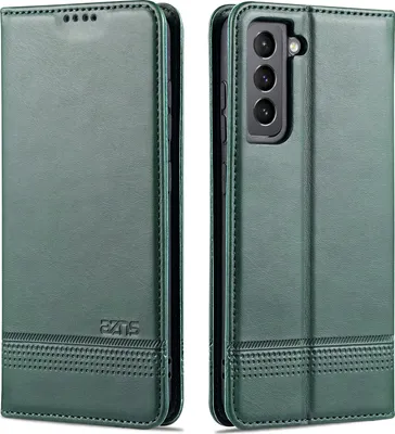 Immagine prodotto di Custodia Samsung S21 FE 5G, Portafoglio con chiusura magnetica e supporto, Custodia Flip in pelle per Samsung Galaxy S21 FE 5G Verde