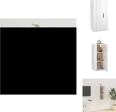 Image de vidaXL Armoire TV murale blanc brillant 40x34,5x80 cm - Meuble TV