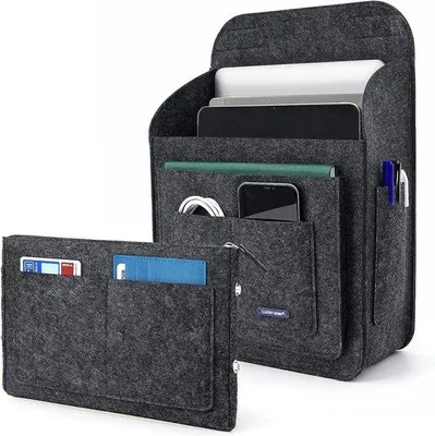 Obrázek produktu pro Organizér do batohu Unyqoos® vyrobený z designového filcu – multifunkční vnitřní pouzdro, tmavě šedá barva, rozměry 28 x 12 x 40 cm, ideální pro batoh Fjällräven Kanken 20 litrů