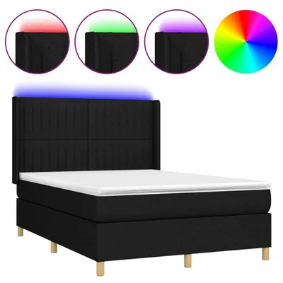 Produktbild von vidaXL Boxspringbett mit Matratze & LED Schwarz 140x190 cm Stoff
