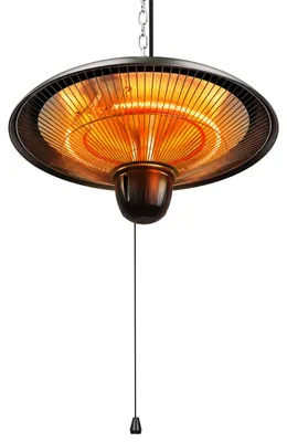 Immagine prodotto di Riscaldatore a infrarossi da soffitto Eikuavons, 1800W, riscaldatore per terrazza in fibra di carbonio con interruttore a tirante, 3 livelli di riscaldamento, grado di protezione IP55, colore nero