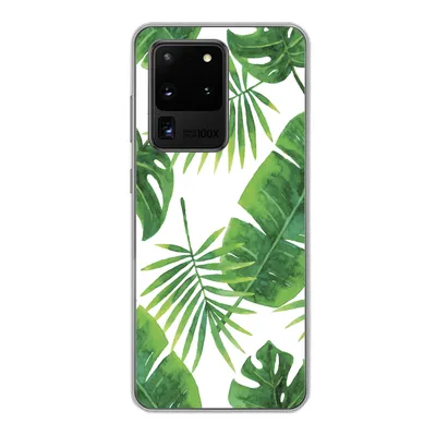 Produktbild von MuchoWow® Handyhülle Schutzhülle Hülle für Samsung Galaxy S20 Ultra Tropisch - Blätter - Muster Silikon Softcase Handy Hülle - Karteninhaber