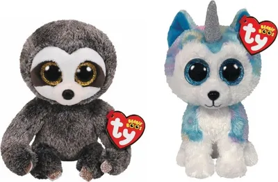 Produktbild von Ty - Stofftiere - Beanie Boo's - Dangler Sloth & Helena Husky