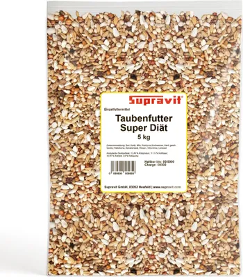 Produktbild von Supravit Super Diät Taubenfutter 5kg | Futter ohne Mais für Tauben während der Reisesaison | Ausgewogene Körnermischung für mehr Kondition