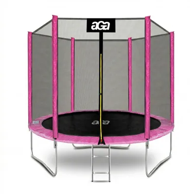 Produktbild von Aga SPORT TOP Trampolin, 244 cm 8 ft Rosa, Kindertrampolin, Gartentrampolin mit Sicherheitsnetz + Sicherheitsnetz + Leiter