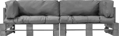 Produktbild von vidaXL 2-tlg. Outdoor-Sofa-Set Paletten mit Kissen in Grau Kiefernholz