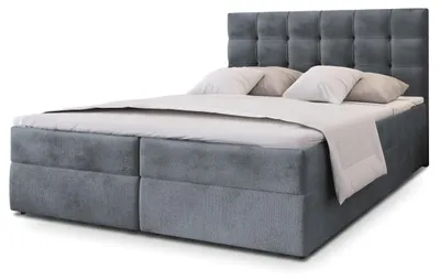 Produktbild von Masseno Boxspringbett GLOS K 160x200 cm Komplett-Set mit Bonell Matratze und Topper, Polsterbett mit Bettkästen -Grau, PAROS 06