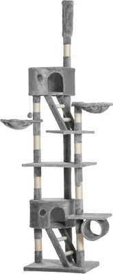 Produktbild von Kratzbaum Katze Katzenkratzbaum Kletterbaum Sisal Deckenhoch (Hellgrau) 60 X 45 X 240-260 Cm
