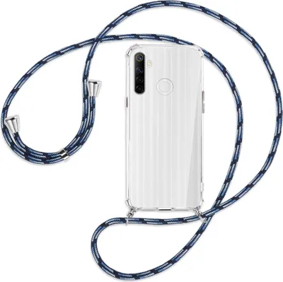 Produktbild von Handykette Backcover-Schutzhülle mit Band (Metall silberfarben) für Realme 6i - Blautöne