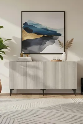 Produktbild von Skye Decor, Hochwertiger Konsolentisch, 150 x 75 x 32 cm, 100% melaminbeschichtete Spanplatte, 18 mm dick, in Weiß und Travertin, mit zahlreichen Regalen, wandmontierbar.