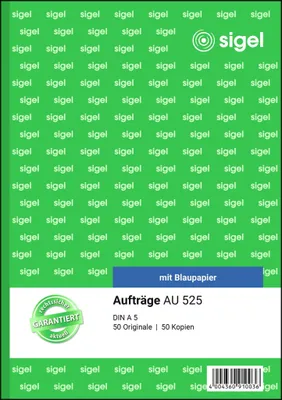 Produktbild von SIGEL AU525 Aufträge, A5, mit Blaupapier, 2 x 50 Blatt