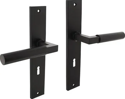 Image de Garniture à plaque longue style architectural Zamak F71 noir BB 72mm DIN L/R INTERSTEEL