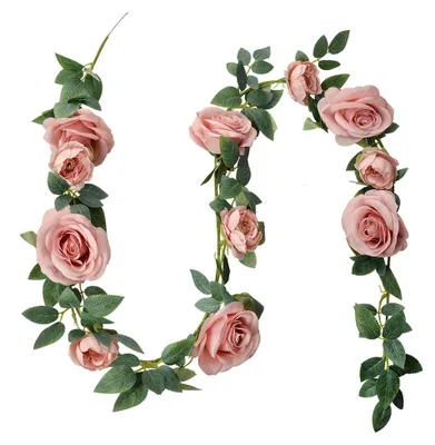 Produktbild von Clayre & Eef Kunstblume Girlande 150 cm Rosa Grün Kunststoff Rosen
