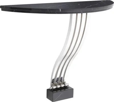 Produktbild von Casa Padrino Designer Konsole Schwarz / Silber 99 x 35 x H. 77,5 cm - Marmor Konsolentisch mit Edelstahl Gestell - Designer Möbel - Luxus Qualität