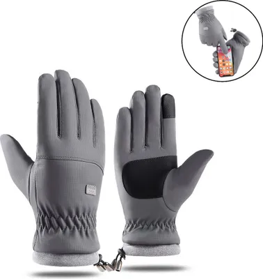Produktbild von Warme Handschuhe für Herren Winter winddicht Handschuhe, rutschfeste Sport-Fahrradhandschuhe, Outdoor-Touchscreen Handschuhe,MannxgrauxEinheitsgröße