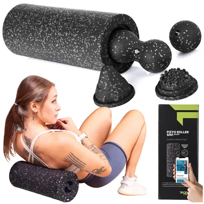 Zdjęcie produktu dla Zestaw do Masażu Mięśni 5w1 FIZYO Roller Długi + Piłka + Duoball Wałek EPP