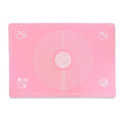 Produktbild von XXL 65x45cm rutschfeste Silikon Backunterlage Backmatte Teigmatte Rollmatte Silikonmatte Dauerbackmatte Rosa