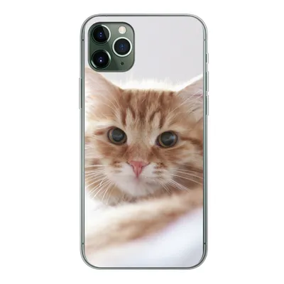 Produktbild von MuchoWow® Handyhülle Schutzhülle Hülle für iPhone 11 Pro Max Katze - Rot - Bett - Mädchen - Kinder - Jungen Silikon Softcase Handy Hülle - Schutz