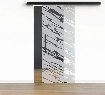 Produktbild von Pertura Glasschiebetür Komplettset Glera Vision 02 775x2050 mm Rechts inkl.Beschlag Selir Aluminium schwarz,Stangengriff