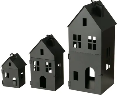 Produktbild von Laterne BLACK schwarz Haus aus Metall Lichterhaus Windlicht in Hausform - GROSS