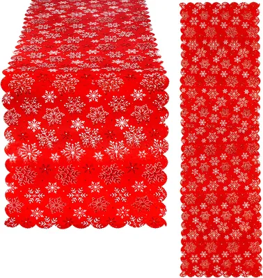 Produktbild von SPRINGOS Tischläufer mit Schneeflocken 34 x 187 cm Tischdekoration für Weihnachten Tafedeko