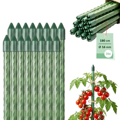 Zdjęcie produktu dla 20 szt. Tyczki do pomidorów, podpora, paliki do mocowania roślin, ogórków, pnączy, kwiatów - fi 16 mm - 180 cm