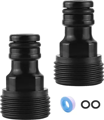 Produktbild von Gartenschlauch-Adapter Set, 19mm/3/4 Zoll Gewindeanschluss, Schwarz, mit Dichtungsringen, Universal-Schlauchanschluss für Wasserhähne