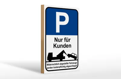 Produktbild von Holzschild  Hinweis Parkplatzschild nur für Kunde, 30 x 20 cm, Holzschilder Achtung Widerrechtlich