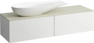 Produktbild von LAUFEN ILBAGNOALESSI Schubladenelement, 1 Hahnloch, Steinplatte Calce Avorio, Ausschnitt links, 160x50x37cm, zu WT-Schale H81897 4, H4313440979901