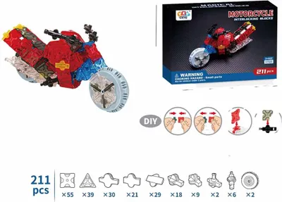 Produktbild von Bausatz für ein Motorradmodell, bestehend aus 211 Teilen