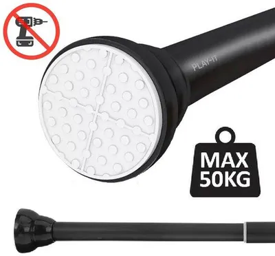 Produktbild von Unyqoos® Teleskop-Gardinenstange 87–155 cm, schwarz – Duschvorhangstange aus Edelstahl & Silikon, bis 50 kg, Montage ohne Bohren