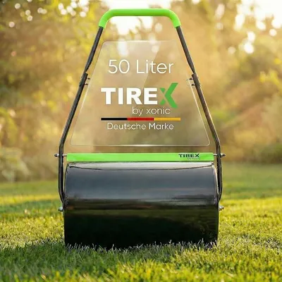 Produktbild von TIREX by Rasenwalze, Gartenwalze aus Metall, Befüllbar bis 50L, Handwalze für Garten und Rasen (Grün)