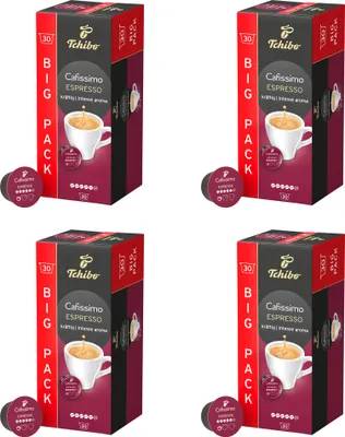 Produktbild von Tchibo Cafissimo Vorratsbox Espresso kräftig Kaffeekapseln, 120 Stück – 4x 30 Kapseln (Espresso, intensiv mit kräftigen Röstaromen), nachhaltig & fair gehandelt
