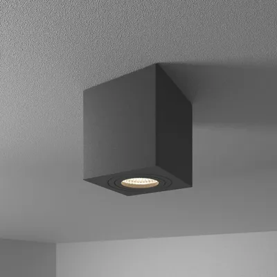 Image de HOFTRONIC - Spot LED en saillie carré 4W 345lm 4000K IP65 Noir GU10 Dimmable