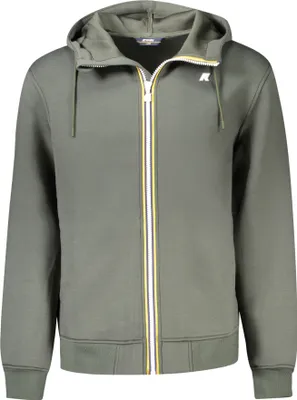 Image de Veste de sport homme verte : capuche, fermeture éclair, détails contrastés