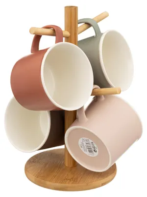 Obrázek produktu pro Secret de Gourmet 4 šálky s keramickými stojany døeva vícebarevné 8,5 cm x 9,5 cm
