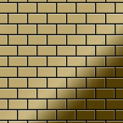 Produktbild von Mosaik Fliese massiv Metall Titan hochglänzend gold 1,6mm stark House-Ti-GM