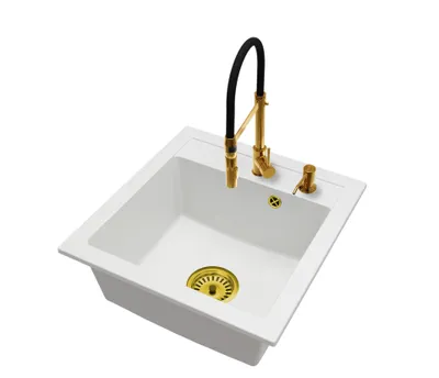 Produktbild von Küchenspüle Einbauspüle 1 Becken mit VENTO Armatur Gold