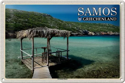 Produktbild von Blechschild Reise 30x20cm Samos Griechenland Livadaki Beach Meer