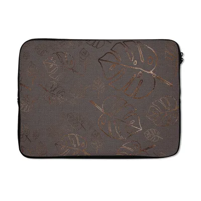 Produktbild von MuchoWow® Laptop Hülle 14 ZollMuster - Figur - Blätter - Bronze Laptoptasche - Laptoptasche - Stoßsicher - Schutzhaube