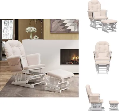 Image de vidaXL Fauteuil à bascule avec tabouret Glissant Tissu rose clair - Fauteuils à bascule