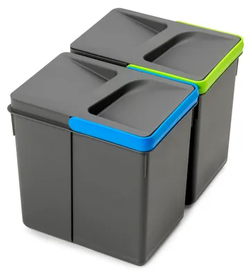 Produktbild von Emuca Lot Recycle Behälter für Küchenschublade, Höhe 216 mm, 2x6 Liter, Kunststoff anthrazitgrau