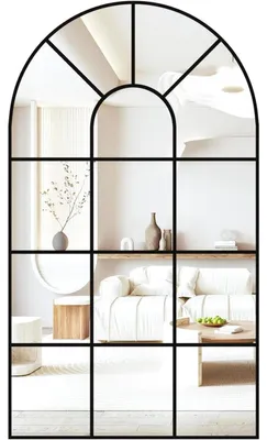 Immagine prodotto di Specchio da parete a forma di arco, 105x60 cm, con cornice in metallo nero