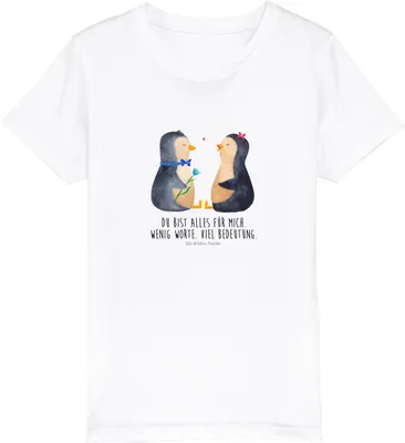 Produktbild von Mr. & Mrs. Panda Kleinkinder T-Shirt Pinguin Pärchen 3-4 Jahre (98/104) - Weiß - Geschenk, Kinder, Kindershirt, Liebe, Teenager, Hochzeit, Hochzeitsgeschenk, Hochzeitstag