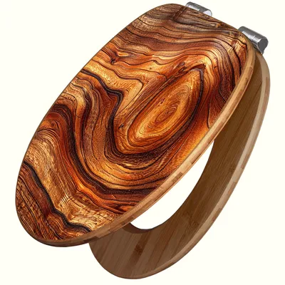 Produktbild von banjado Design WC Sitz Bambus Absenkautomatik -Holz Gemasert Astloch - Toilettendeckel mit Absenkautomatik Holz/hochwertiger Bambus Klodeckel/WC-Sitz für alle gängigen Toiletten [TDB2 13628]