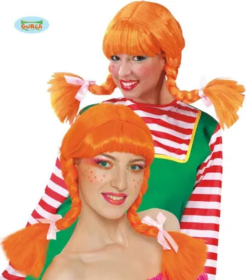 Produktbild von orange Langhaar Perücke mit geflochtenen Zöpfen für Damen